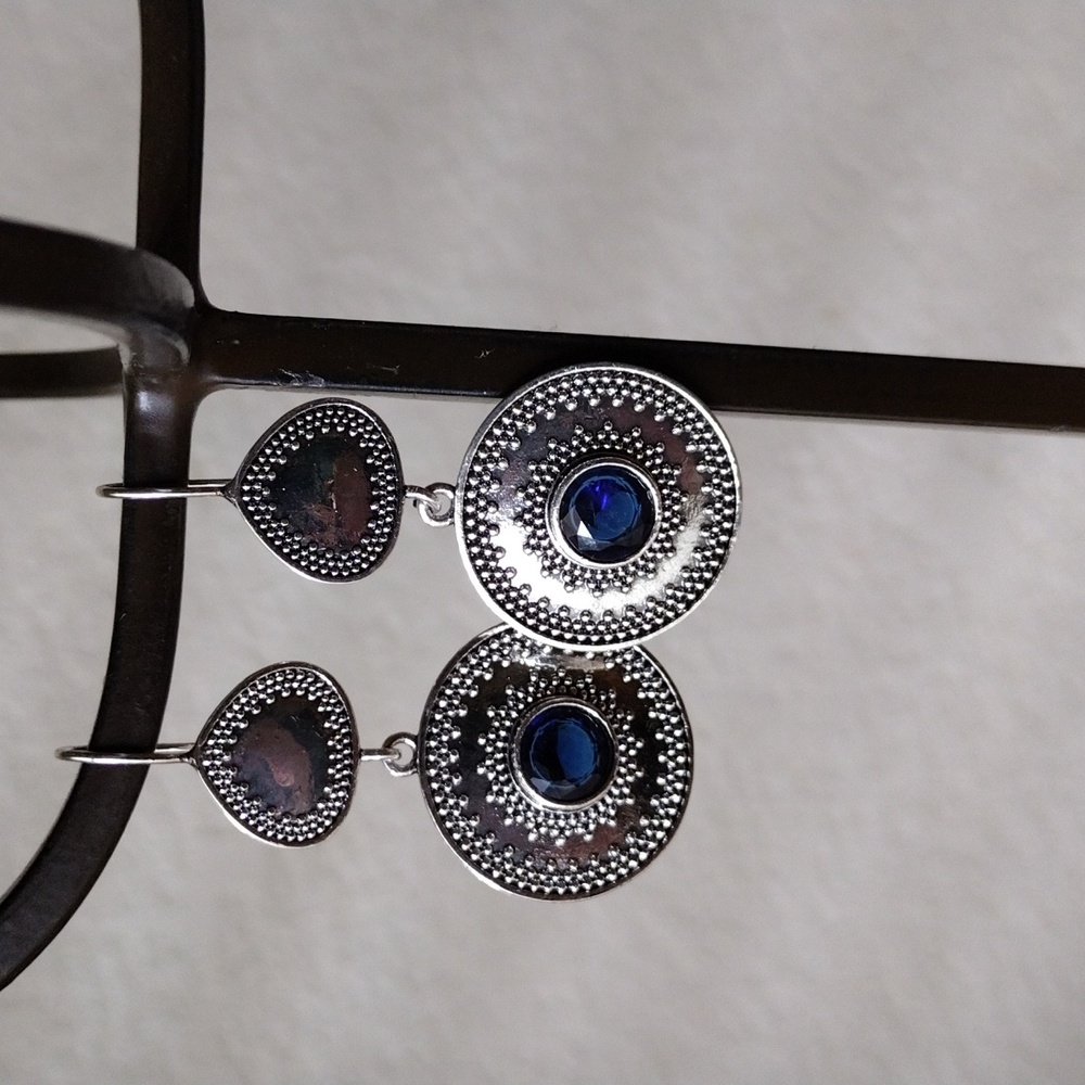 Silver and sapphire blue earrings